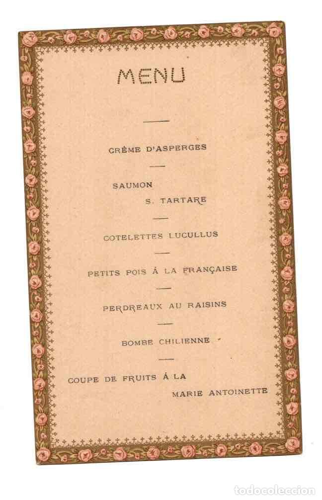 Otros art&iacute;culos de coleccionismo en papel: MENU FRANCES CON ORLA FLORAL. C.1915
