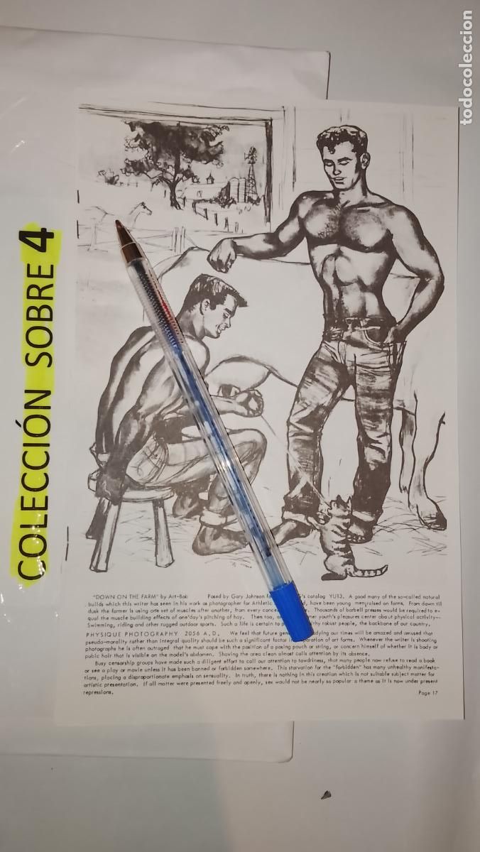 Collectionnisme Papier divers: hoja tematica gay artistica fotografica o comic hombre erotico desnudos culturismo homo sexo EROTICA