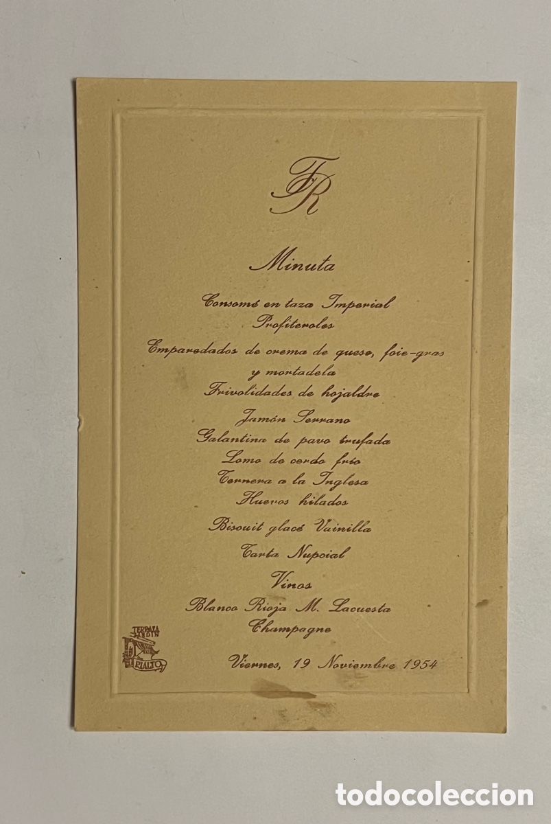 Otros art&iacute;culos de coleccionismo en papel: RIALTO VALENCIA. Terraza Jard&iacute;n&hellip; Carta Men&uacute; (a.1954) Medidas: 11 x 16,5 cm.,