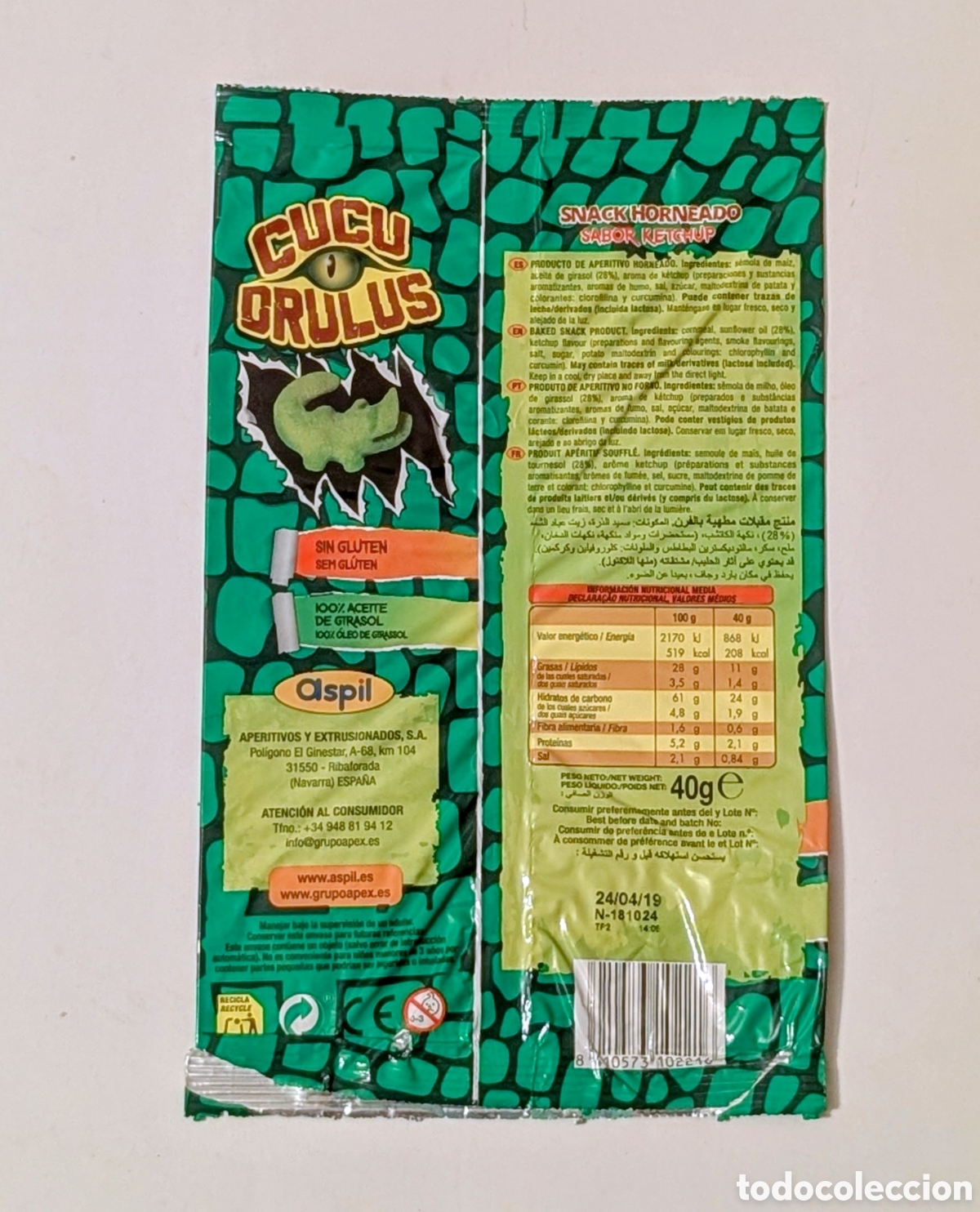 Otros art&iacute;culos de coleccionismo en papel: Envoltorio Tazos. Cucu Drulus. Aspil - Foto 2