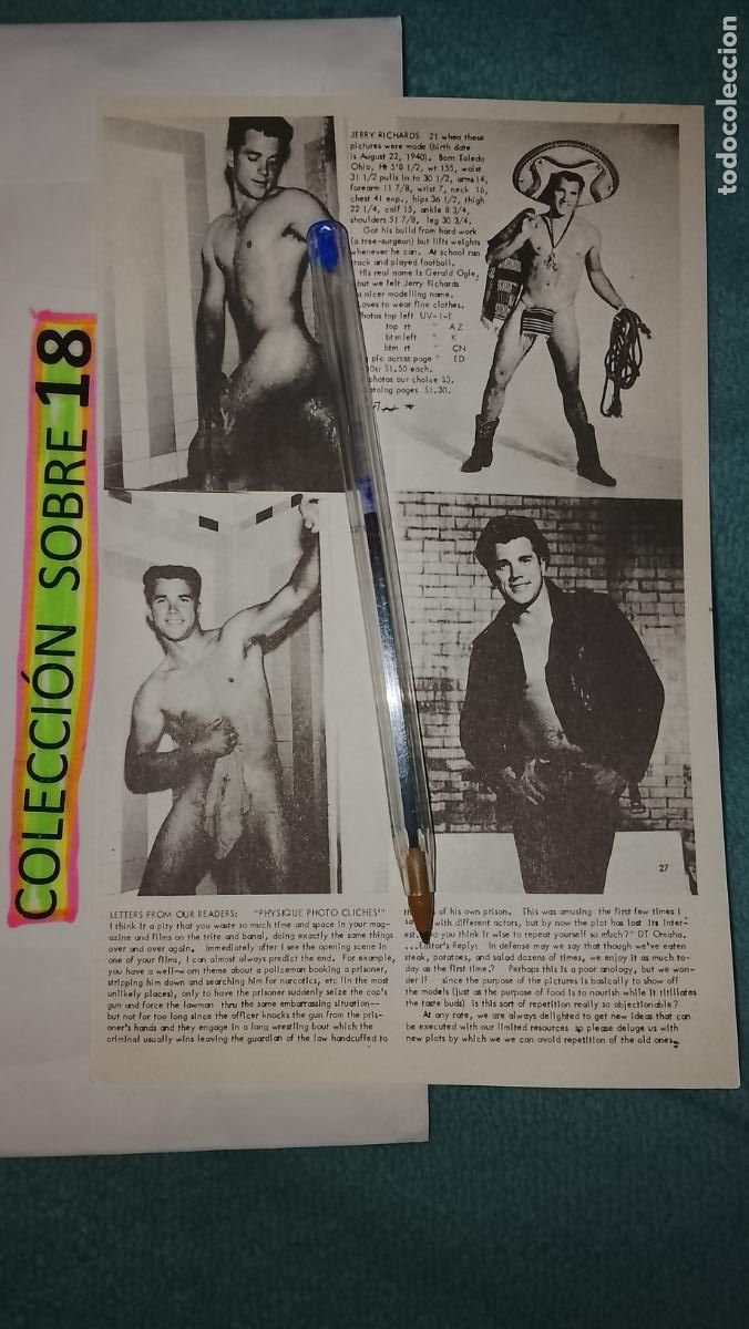 Otros Art&iacute;culos de Coleccionismo en Papel: hoja tematica gay artistica fotografica o comic hombre erotico desnudos culturismo homo sexo EROTICA