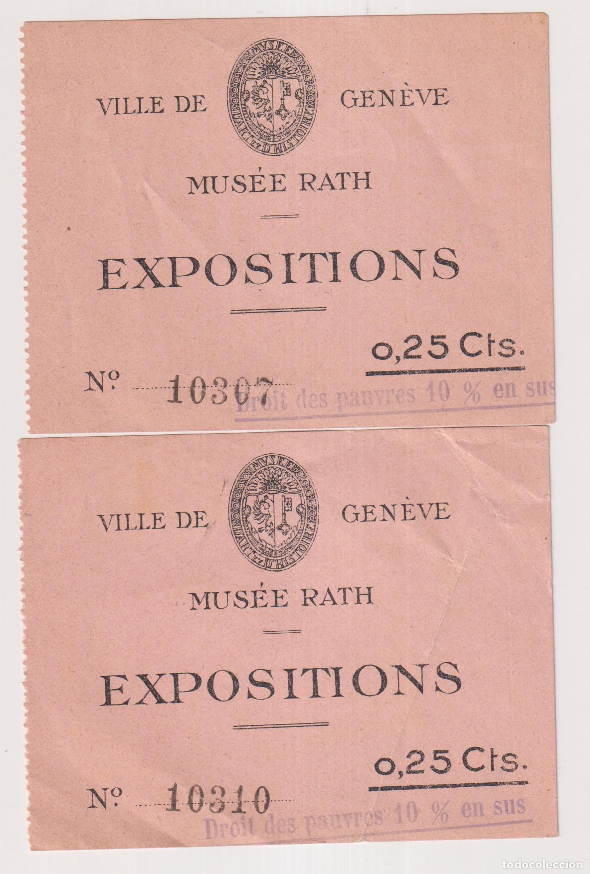 Sammelleidenschaft Andere Papierartikel: lote de 2 entradas al Mus&eacute;e Rath. Ville de Gen&eacute;ve