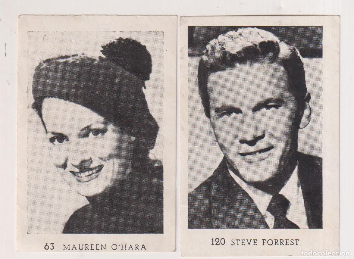Sammelleidenschaft Andere Papierartikel: Lote de 2 cromos de artistas de Cine: n&ordm; 63 Mauren O'hara y n&ordm; 123 Steven Forrest. Sin pegar