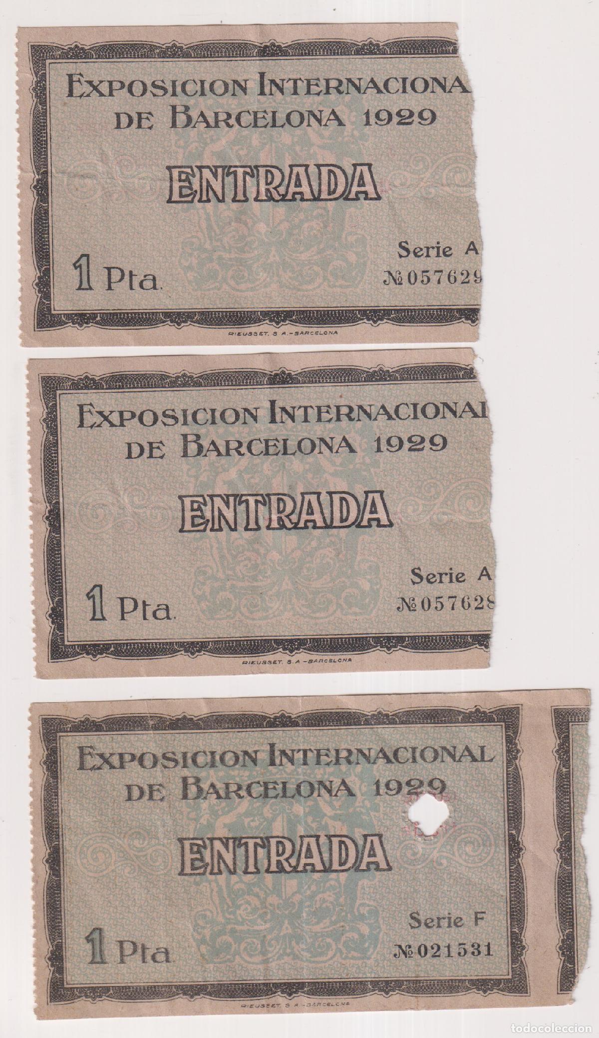 Sammelleidenschaft Andere Papierartikel: lote de 3 Entradas. Exposici&oacute;n Internacional de Barcelona 1929