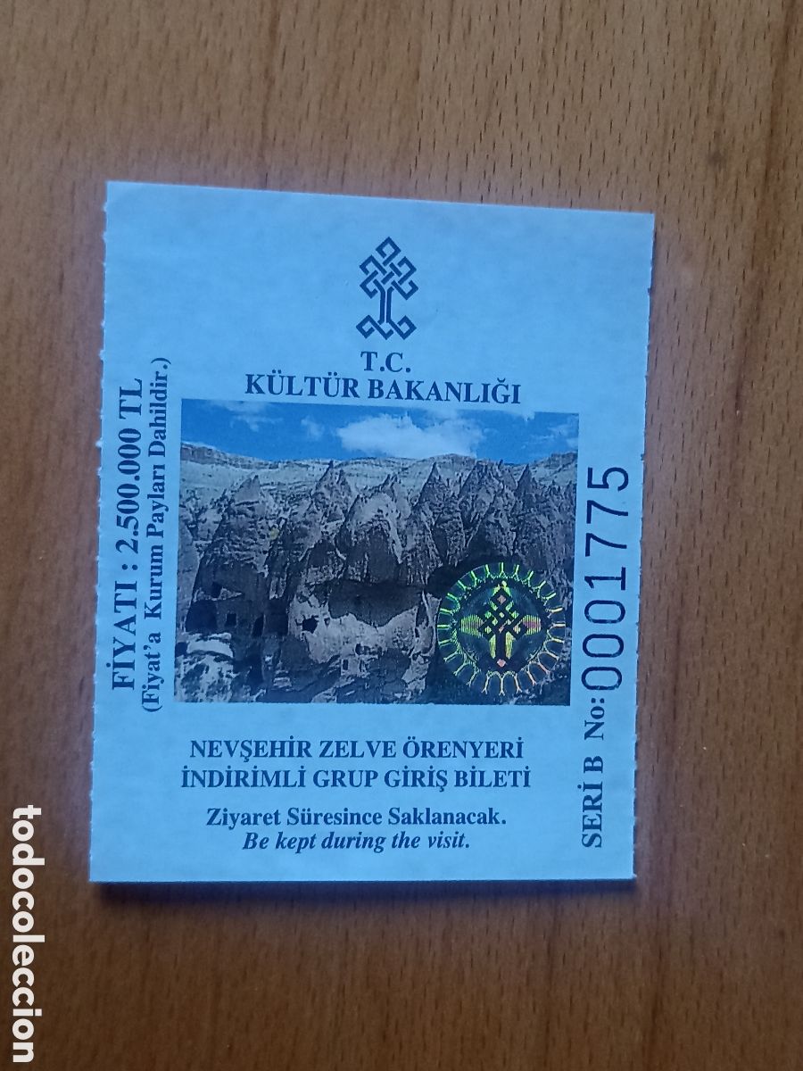 Otros Art&iacute;culos de Coleccionismo en Papel: Entrada Turqu&iacute;a Sitio arqueol&oacute;gico Nevsehir Zelbe Capadocia - 2003 - Pedido m&iacute;nimo 3#