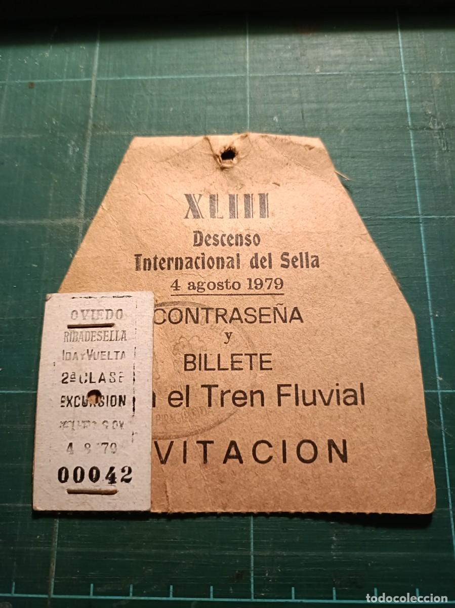 Otros Art&iacute;culos de Coleccionismo en Papel: FEVE SELLA 1979 TREN FLUVIAL INVITACION BILLETE OVIEDO ARRIONDAS ASTURIAS PIRAGUAS