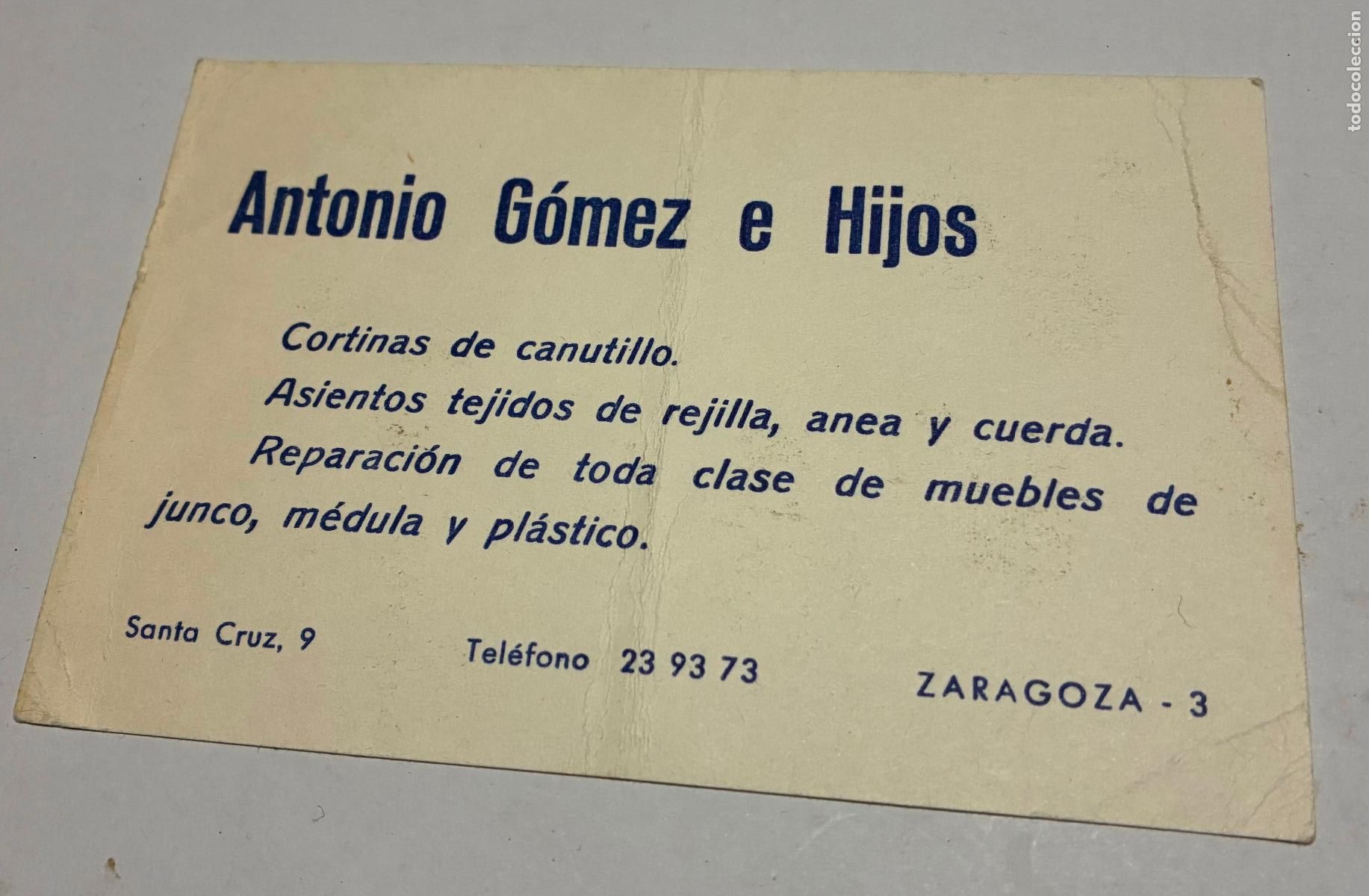Otros Art&iacute;culos de Coleccionismo en Papel: ANTIGUA TARJETA PUBLICIDAD ANTONIO GOMEZ E HIJOS, Zaragoza