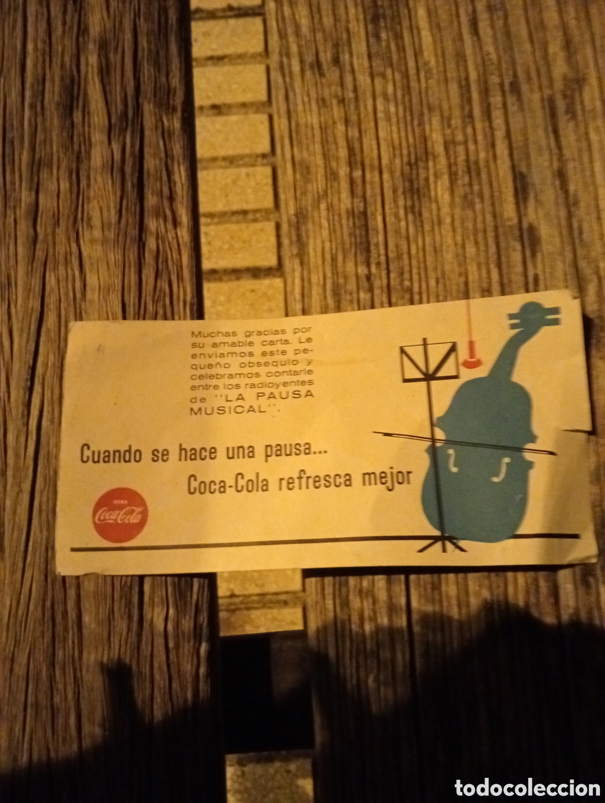 Otros Art&iacute;culos de Coleccionismo en Papel: Carta de COCA COLA de agradecimiento a los oyentes de la pausa musical de radio
