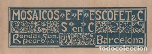Outros artigos de papel: MOSAICOS E F ESCOFET BARCELONA. CASA EDITORIAL Y LIBRER&Iacute;A SUBIRANA A-PAPEL-0002