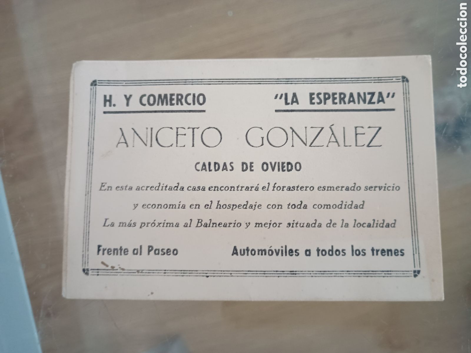 Otros Art&iacute;culos de Coleccionismo en Papel: CR tarjeta publicitaria H y Comercio La Esperanza. Aniceto Gonz&aacute;lez. Caldas de Oviedo, Asturias.
