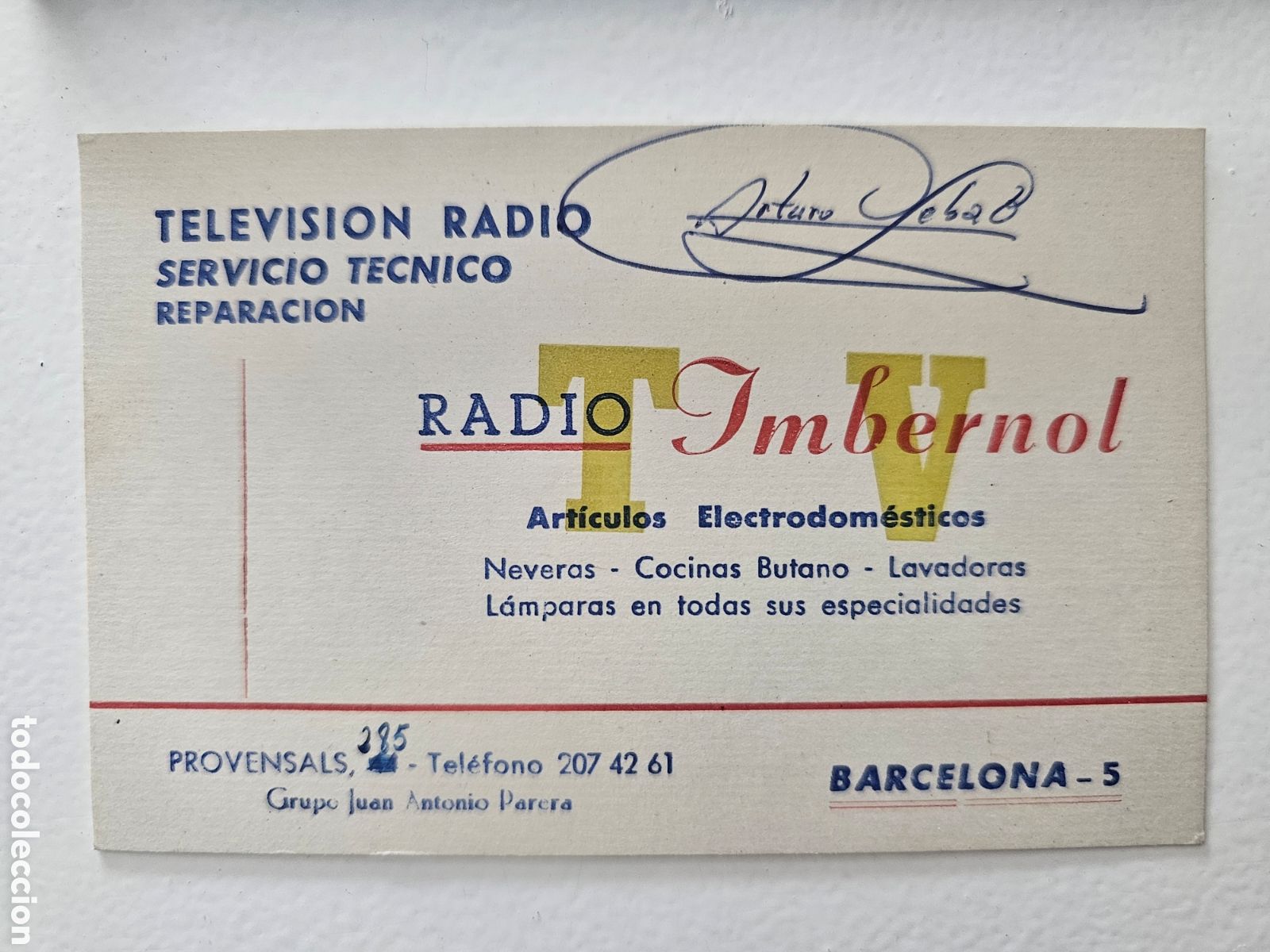 Sammelleidenschaft Andere Papierartikel: Tarjeta de visita de Radio Televisi&oacute;n Imbernol, Barcelona 1960s 1970s