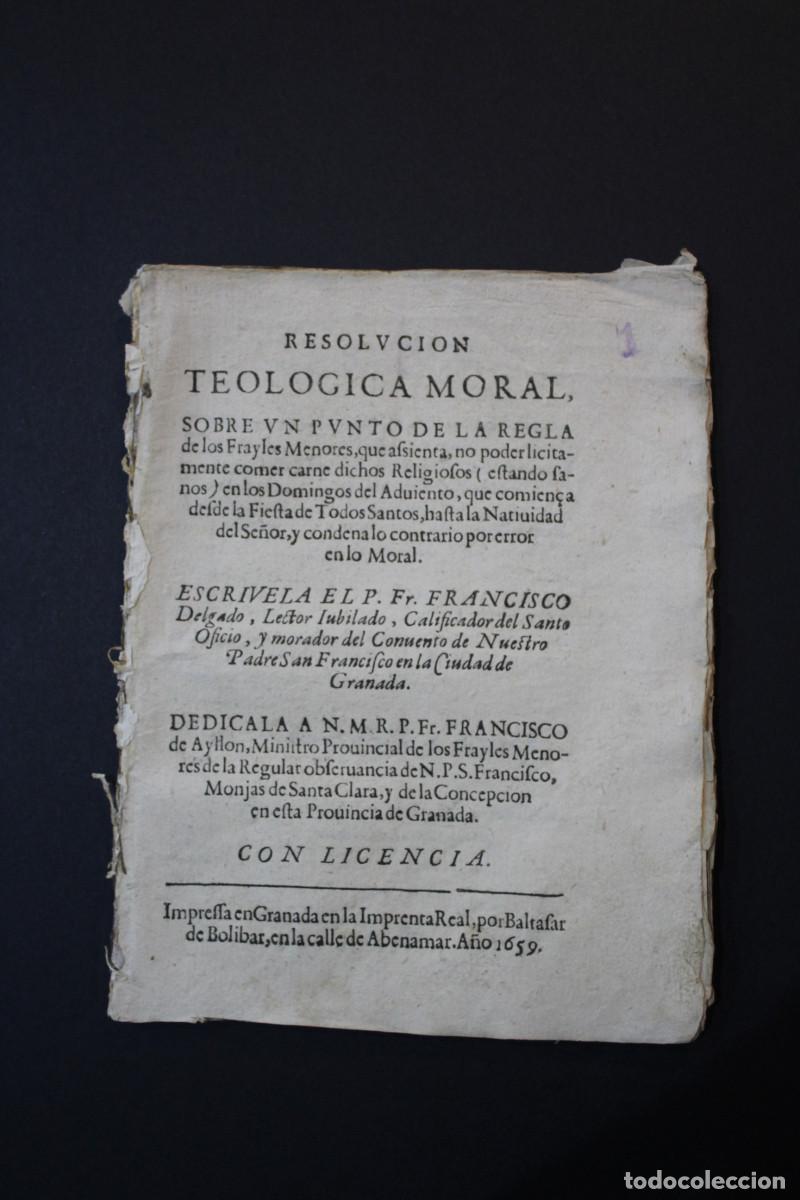 Sammelleidenschaft Andere Papierartikel: (Granada) Resolucion teologica moral sobre un punto de la regla de los Frayles Menores.no poder lici