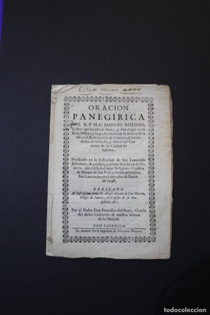 Sammelleidenschaft Andere Papierartikel: ( Cuenca) Oraci&oacute;n paneg&iacute;rica del R.P.M.F. Manuel Roldan. predicado en la festividad de San Laurencio