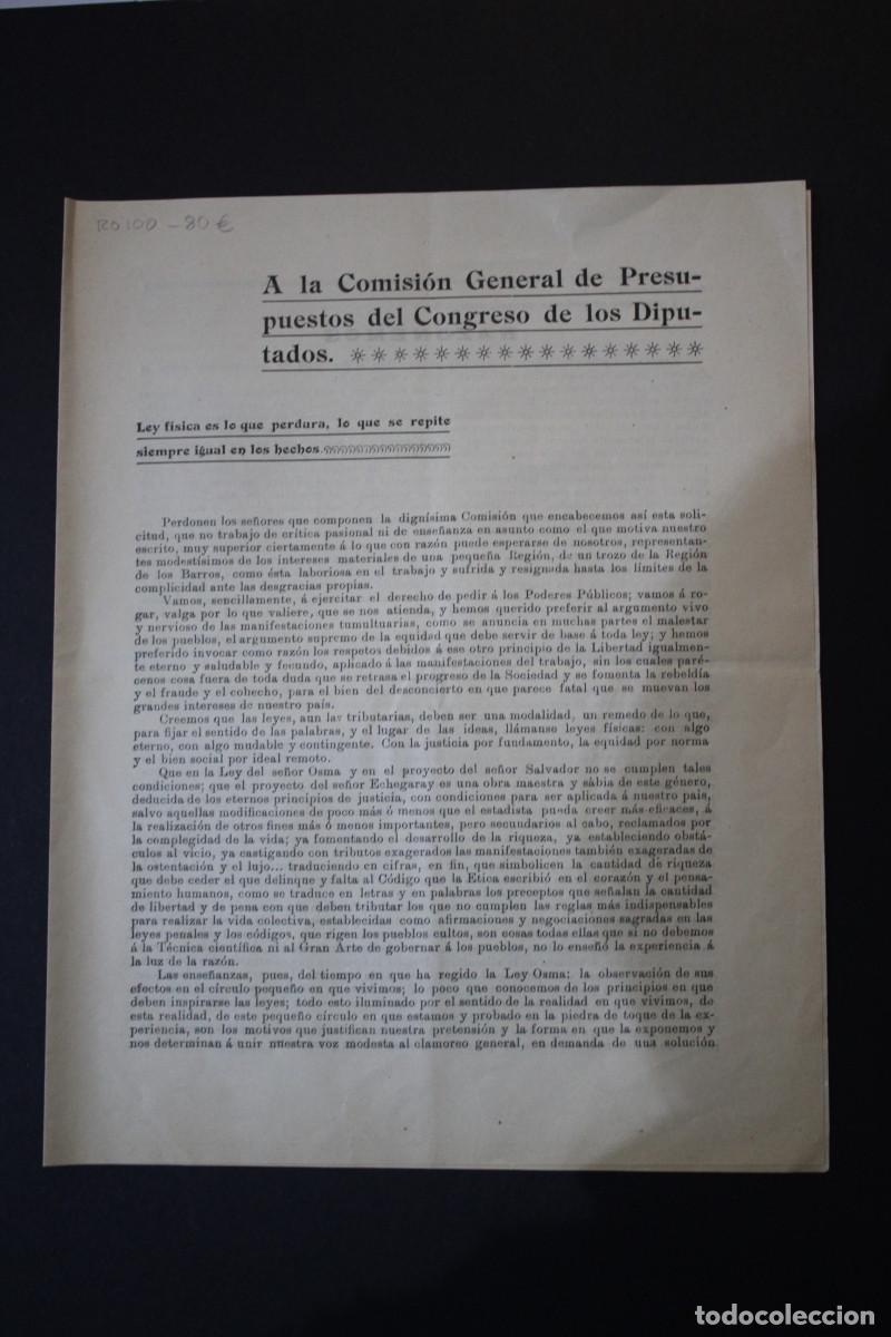 Sammelleidenschaft Andere Papierartikel: A la Comisi&oacute;n General de Presupuestos del Congreso de los Diputados. - Caballero, Gaspar. Garc&iacute;a, Jo