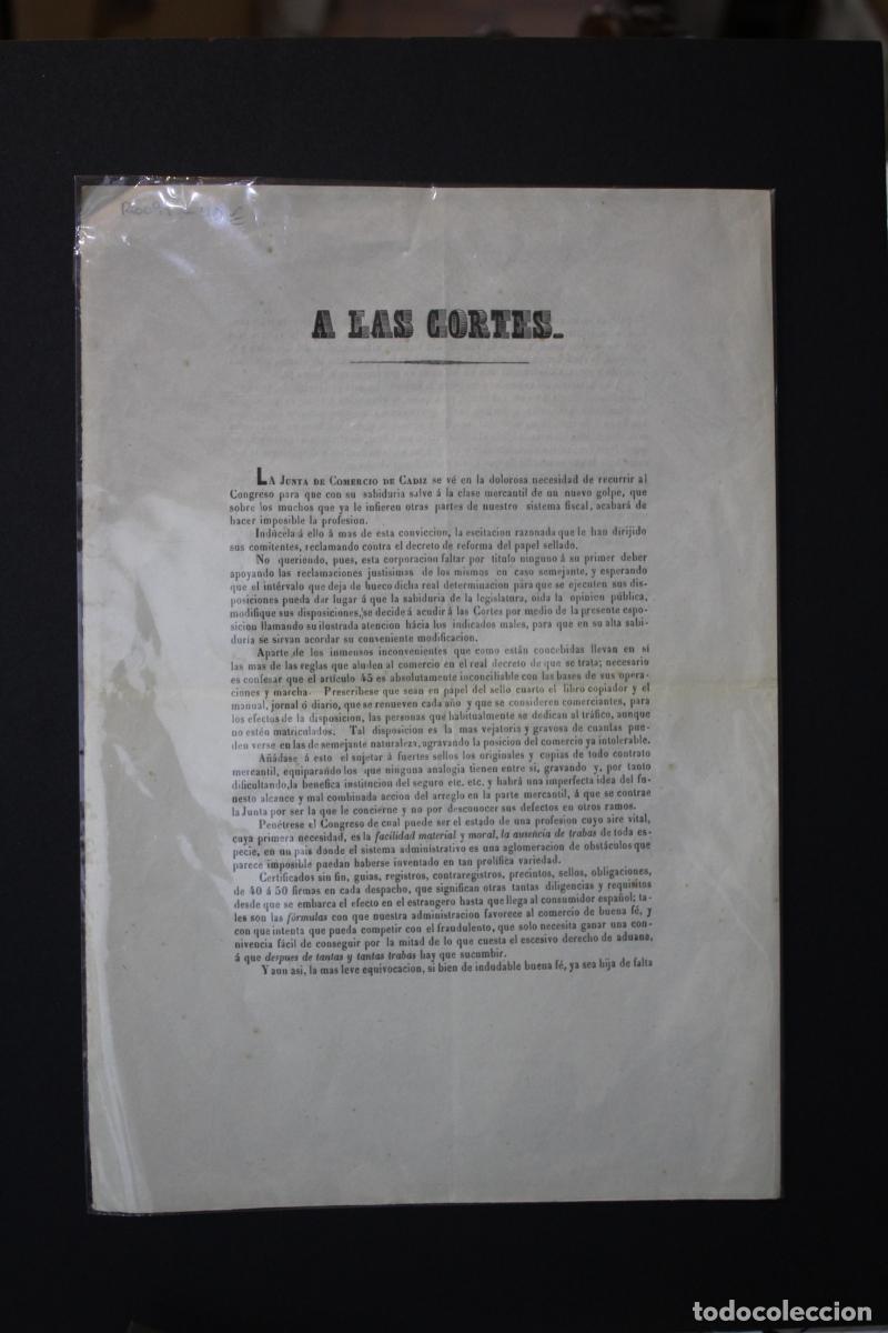 Sammelleidenschaft Andere Papierartikel: A las Cortes. La Junta de Comercio de C&aacute;diz se ve en la dolorosa necesidad de recurrir al Congreso p