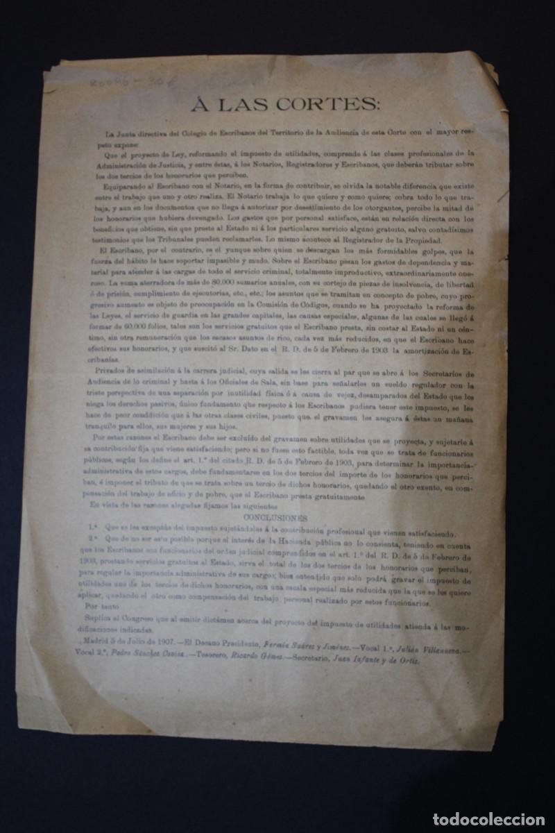 Sammelleidenschaft Andere Papierartikel: A las Cortes: La Junta Directiva del Colegio de Escribanos del Territorio de la Audiencia de esta Co