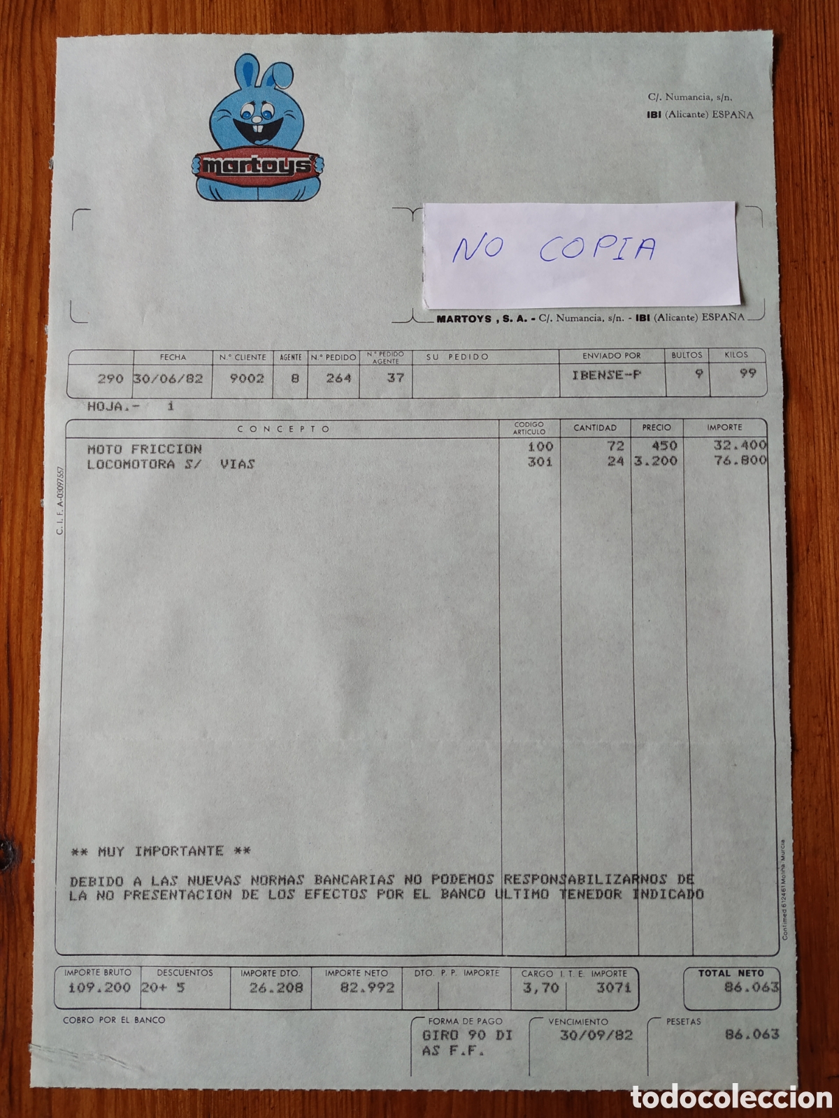 Otros Art&iacute;culos de Coleccionismo en Papel: Fabrica de juguetes Martoys , Ibi , Alicante