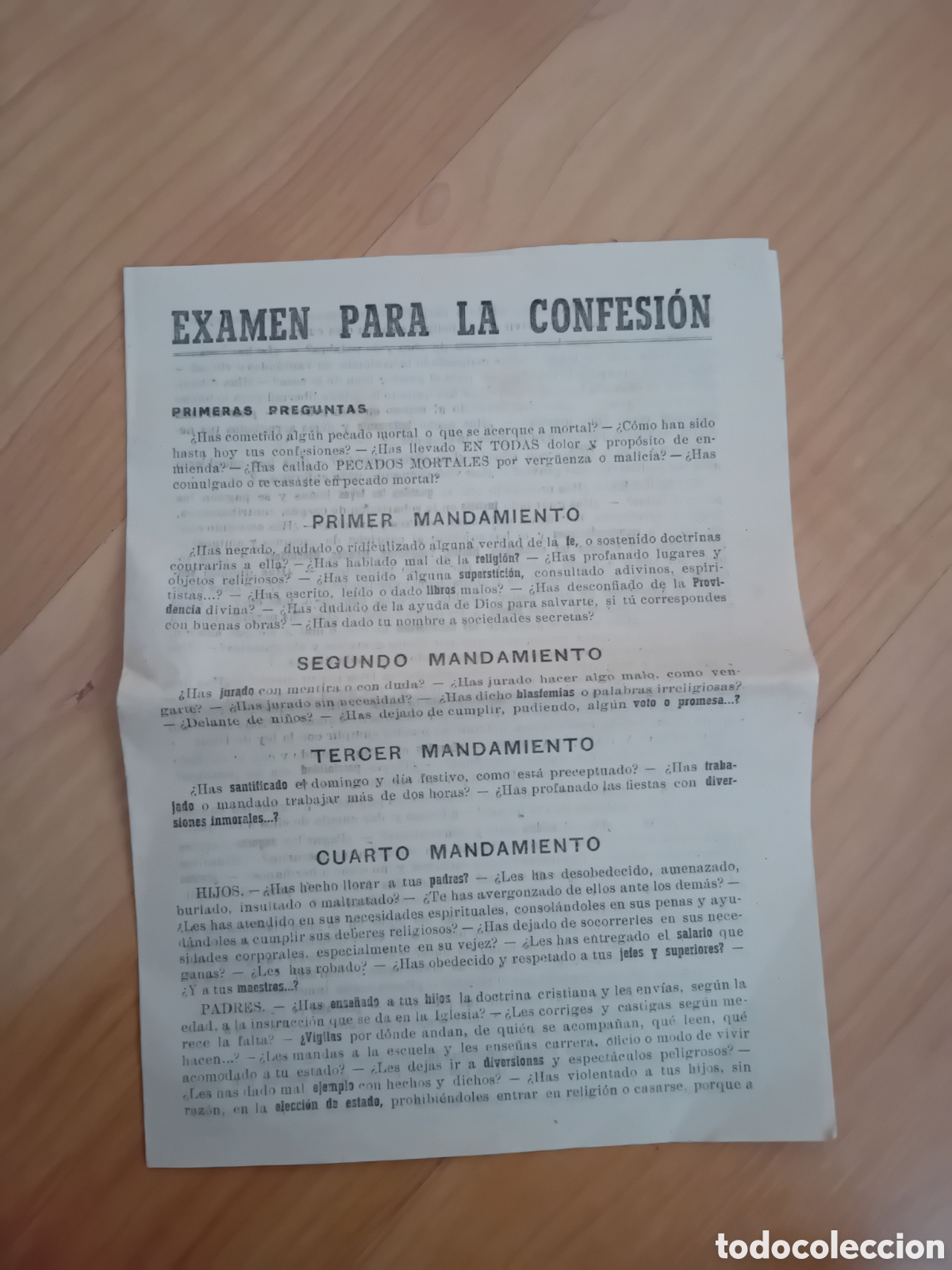 Otros Art&iacute;culos de Coleccionismo en Papel: DIPTICO EXAMEN PARA LA CONFESION. PALMA DE MALLORCA. A&Ntilde;OS 50