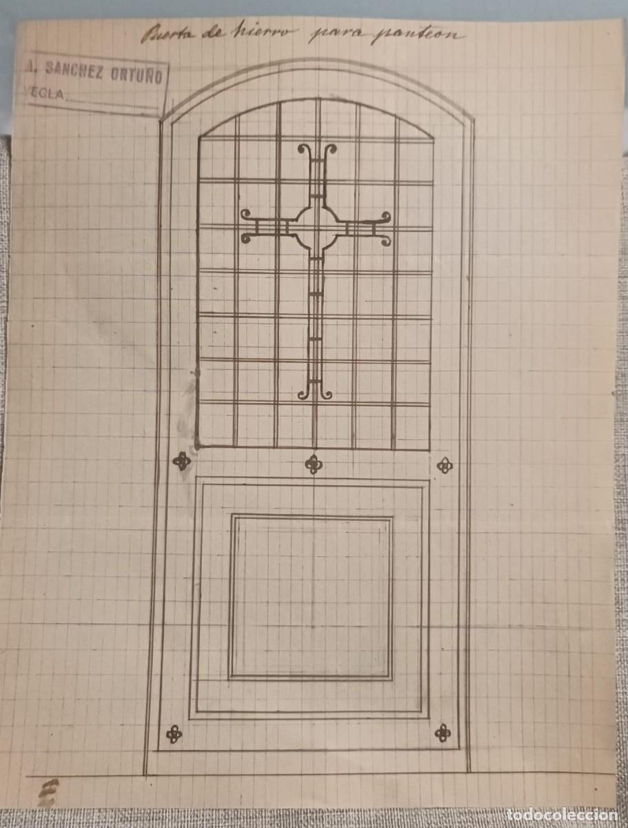 Otros Art&iacute;culos de Coleccionismo en Papel: Boceto-Proyecto Puerta Hierro Forjado para Pante&oacute;n