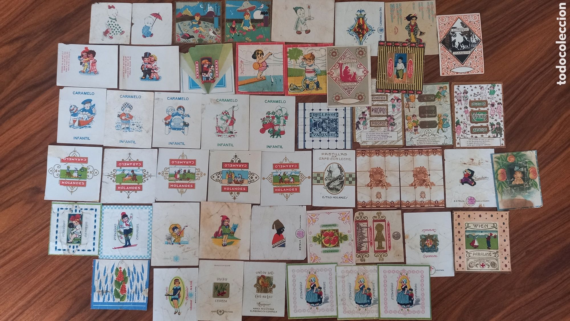 Otros Art&iacute;culos de Coleccionismo en Papel: Lote 50 envoltorios caramelos. A&ntilde;os 1920-30s. Medidas aprox. 7 x 5 ctms