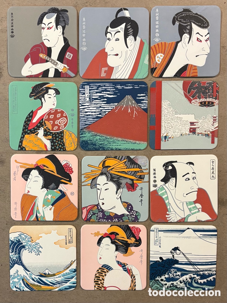 Otros Art&iacute;culos de Coleccionismo en Papel: UKIYOE COASTERS JAPANESE FINE ART. LOTE DE 12 POSAVASOS CON ILUSTRACIONES JAPONESAS.