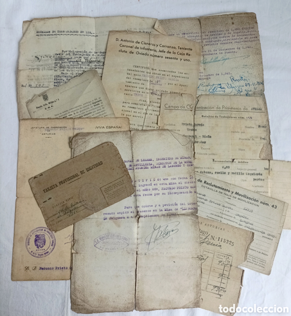 Otros Art&iacute;culos de Coleccionismo en Papel: BATALLON DE TRABAJADORES N&deg; 128. Navarra. Campo CONCENTRACI&Oacute;N AVILES. MINA. ASTURIAS. LA FELGUERA.