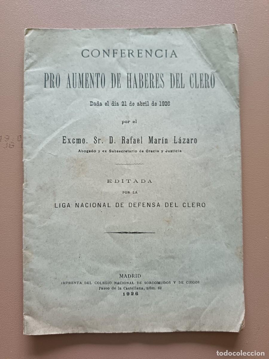 Collectionnisme Papier divers: CONFERENCIA PRO AUMENTO DE HABERES DEL CLERO- 1926