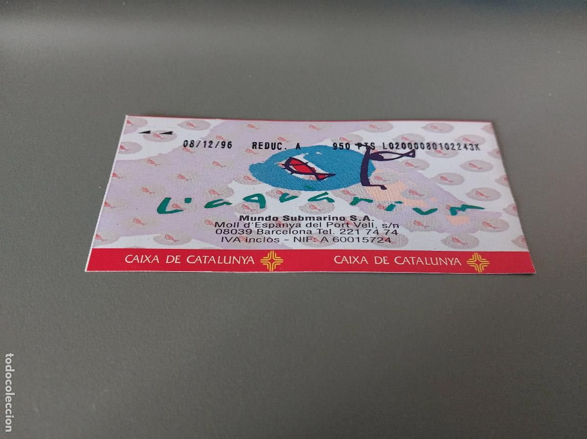 Otros Art&iacute;culos de Coleccionismo en Papel: L&acute;AQUARIUM. ENTRADA. UTILIZADA. 8/12/96. BUEN ESTADO. BARCELONA. C-16