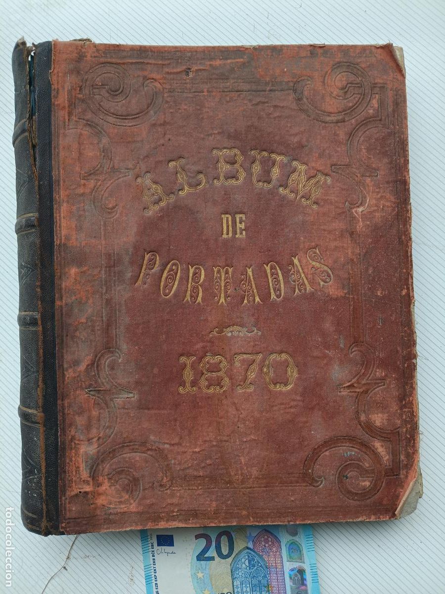 Collectionnisme Papier divers: Album para documentos o grabados antiguo, &aacute;lbum de portadas 1870