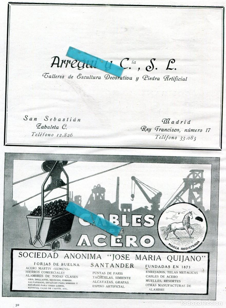 Collectionnisme Papier divers: RECORTE DE PRENSA A&Ntilde;O 1929 ANUNCIO CABLES DE ACERO JOSE MARIA QUIJANO SANTANDER