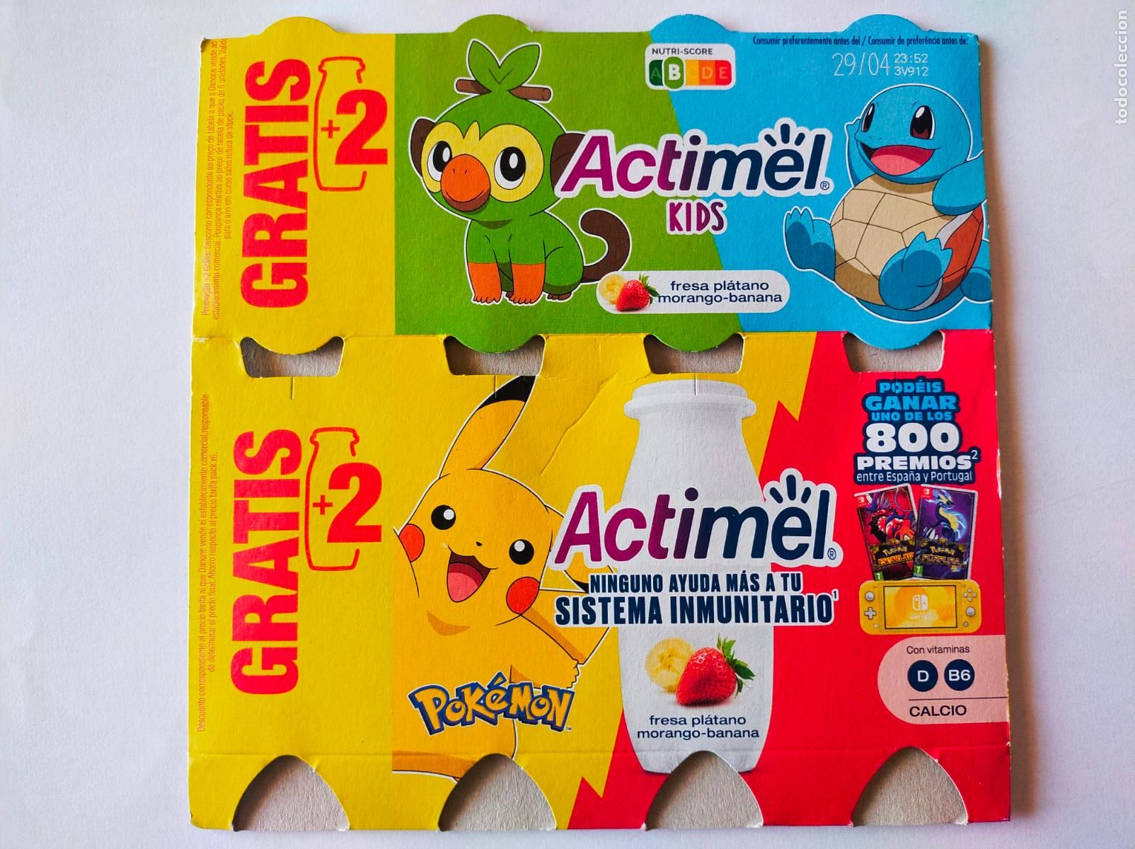 Altri oggetti di carta: POKEMON PIKACHU-SQUIRTLE FRESA- PLATANO - EMBALAJE CARTON ACTIMEL KIDS - DANONE