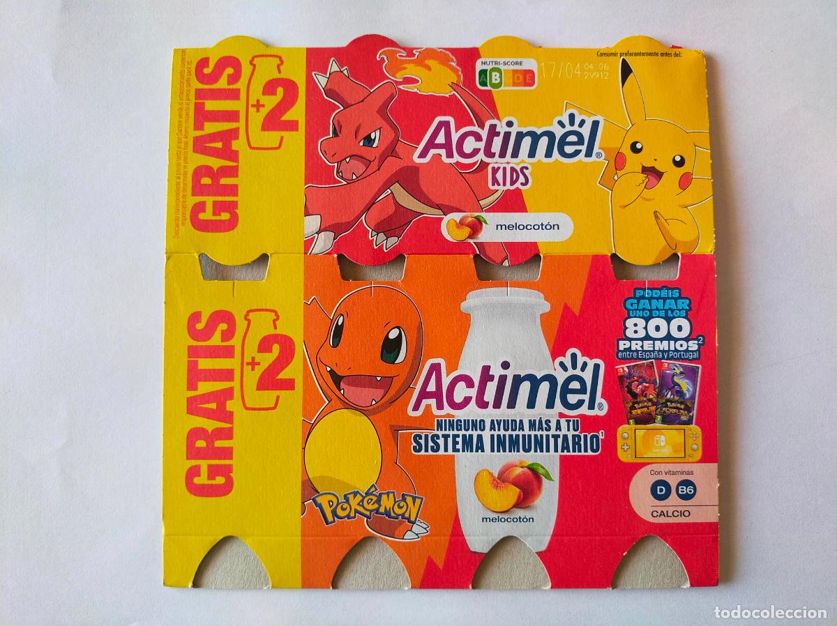 Altri oggetti di carta: POKEMON PIKACHU-CHARMANDER-CHARMELEON MELOCOTON - EMBALAJE CARTON ACTIMEL KIDS - DANONE