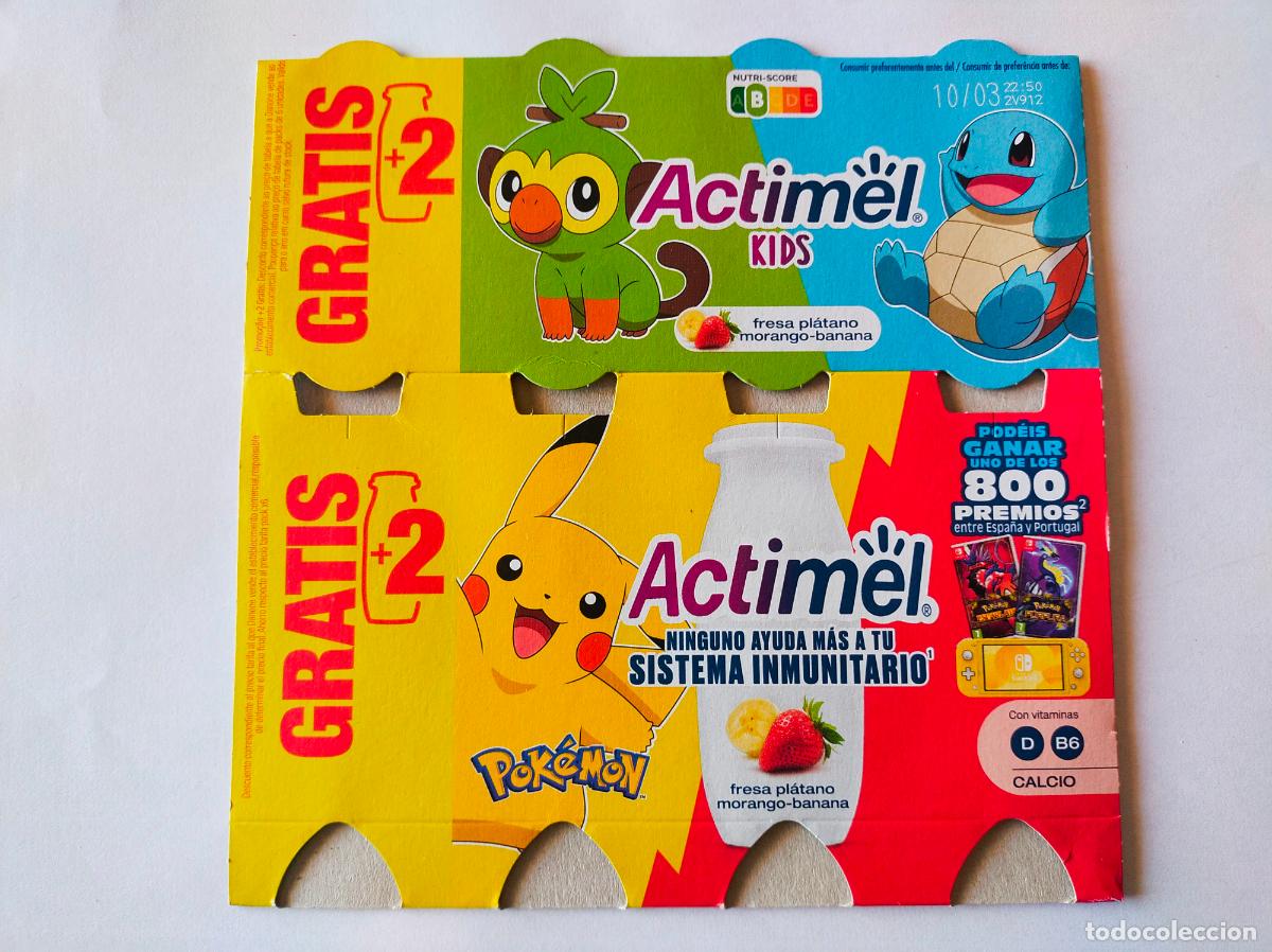 Altri oggetti di carta: POKEMON PIKACHU-SQUIRTLE FRESA- PLATANO - EMBALAJE CARTON ACTIMEL KIDS - DANONE