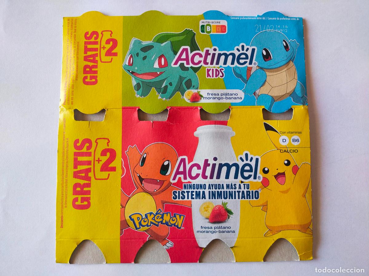 Altri oggetti di carta: POKEMON PIKACHU-BULBASAUR-CHARMANDER-SQUIRTLE FRESA-PLATANO - EMBALAJE CARTON ACTIMEL KIDS - DANONE