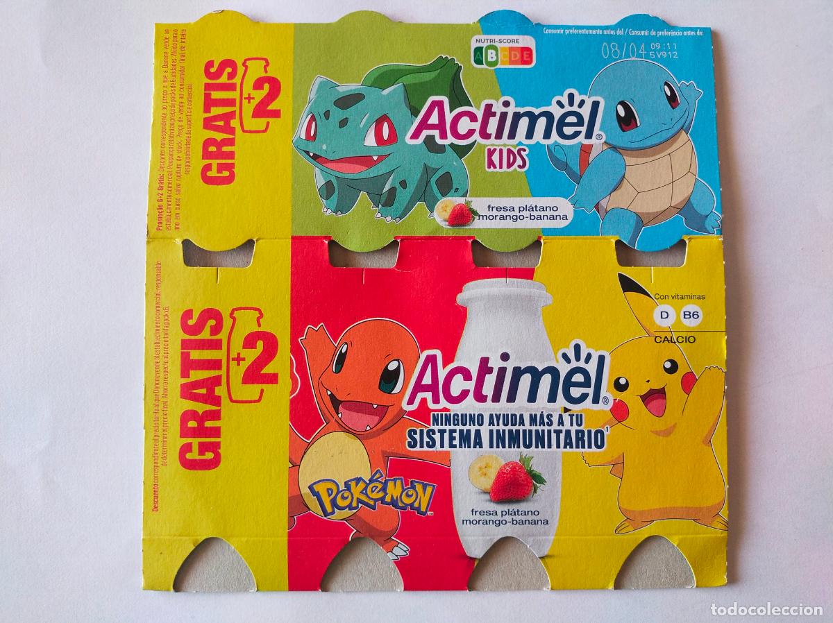 Altri oggetti di carta: POKEMON PIKACHU-BULBASAUR-CHARMANDER-SQUIRTLE FRESA-PLATANO - EMBALAJE CARTON ACTIMEL KIDS - DANONE