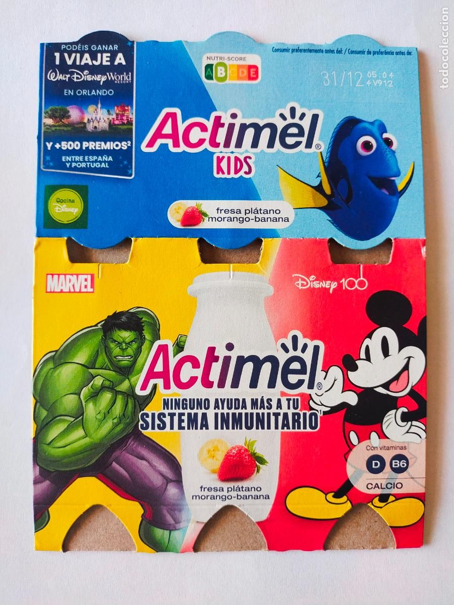 Otros Art&iacute;culos de Coleccionismo en Papel: DISNEY 100 ANIVERSARIO - DORY - MARVEL-HULK - MICKEY MOUSE - EMBALAJE CARTON ACTIMEL KIDS DANONE