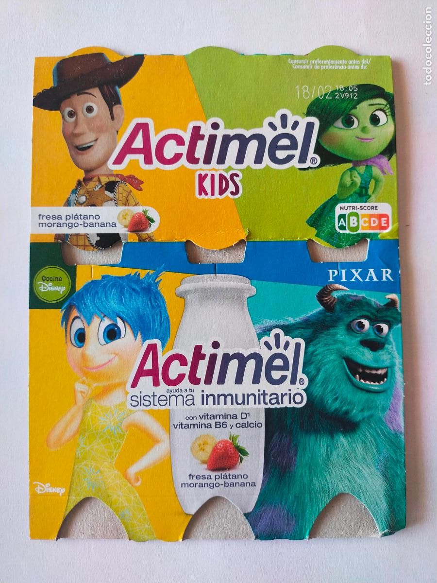 Collectionnisme Papier divers: PIXAR - WOODY - ASCO - ALEGRIA - SULLEY - FRESA-PLATANO - EMBALAJE CARTON ACTIMEL KIDS - DANONE