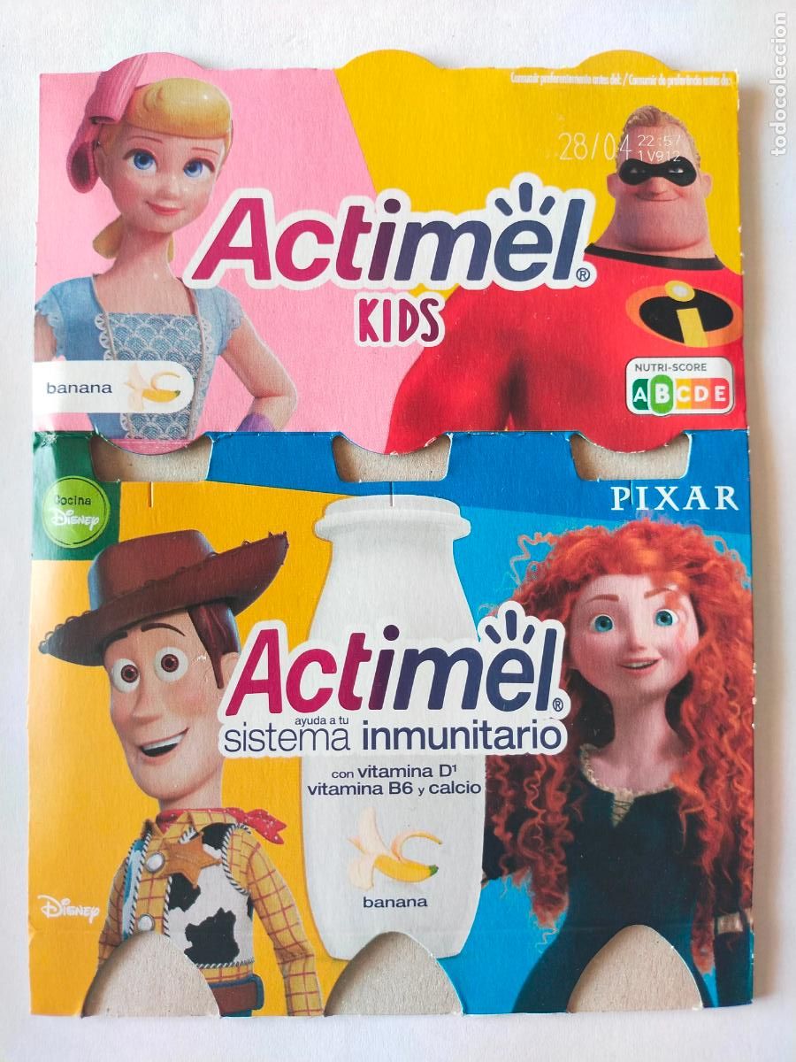 Collectionnisme Papier divers: PIXAR - WOODY - MERIDA - BO PEEP - MR INCREIBLE - PLATANO - EMBALAJE CARTON ACTIMEL KIDS - DANONE