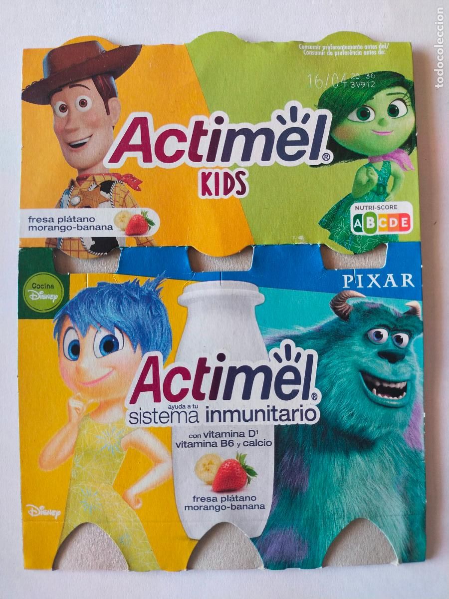 Collectionnisme Papier divers: PIXAR - WOODY - ASCO - ALEGRIA - SULLEY - FRESA-PLATANO - EMBALAJE CARTON ACTIMEL KIDS - DANONE