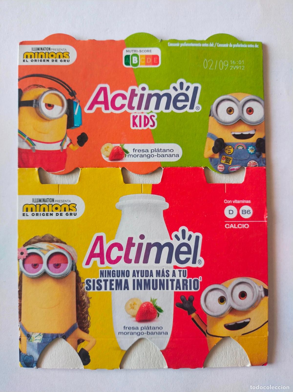 Collectionnisme Papier divers: MINIONS EL ORIGEN DE GRU FRESA-PLATANO - EMBALAJE CARTON ACTIMEL KIDS - DANONE