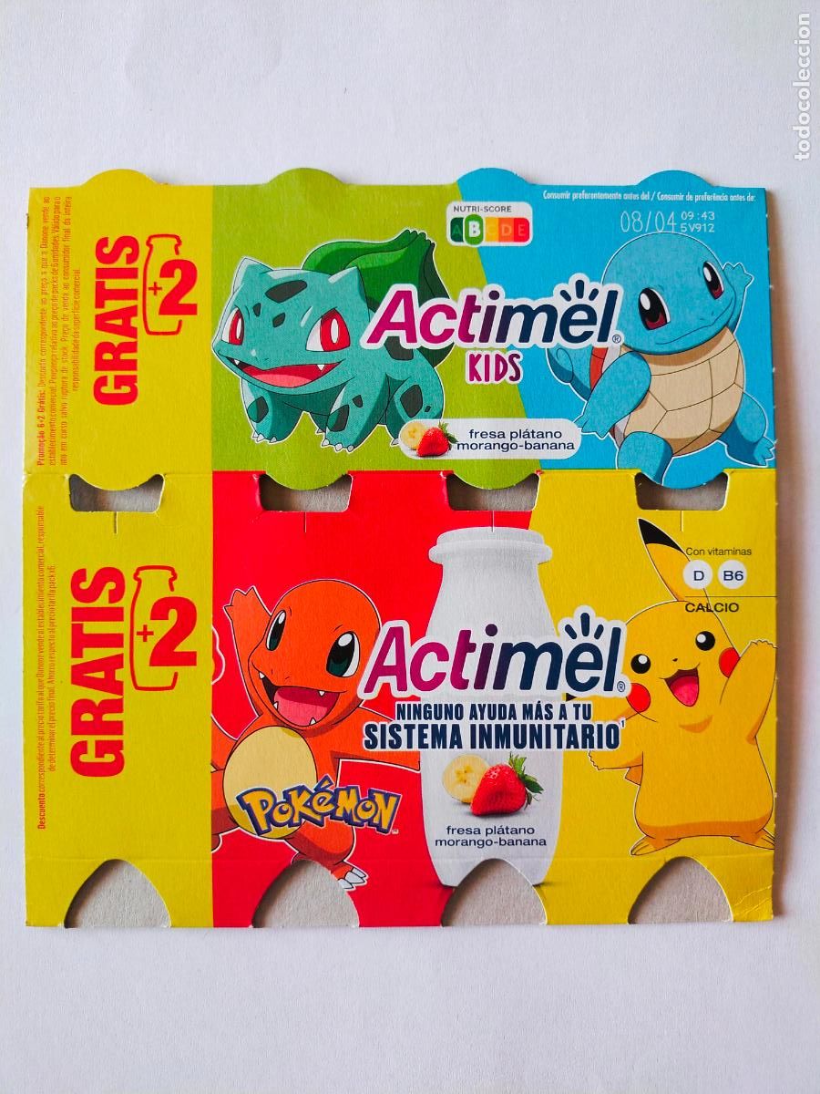 Collectionnisme Papier divers: POKEMON PIKACHU-BULBASAUR-CHARMANDER-SQUIRTLE FRESA-PLATANO - EMBALAJE CARTON ACTIMEL KIDS - DANONE