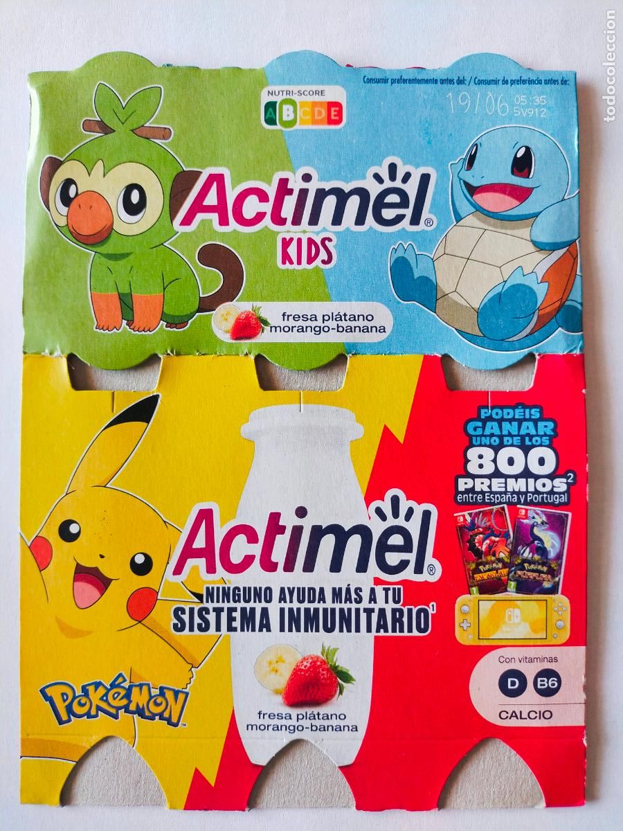 Collectionnisme Papier divers: POKEMON PIKACHU-SQUIRTLE FRESA- PLATANO - EMBALAJE CARTON ACTIMEL KIDS - DANONE