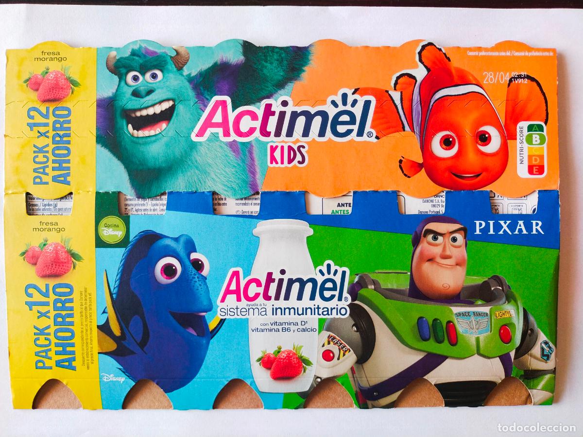 Collectionnisme Papier divers: PIXAR - SULLEY - BUZZ LIGHTYEAR - DORY � NEMO - FRESA - EMBALAJE CARTON ACTIMEL KIDS - DANONE
