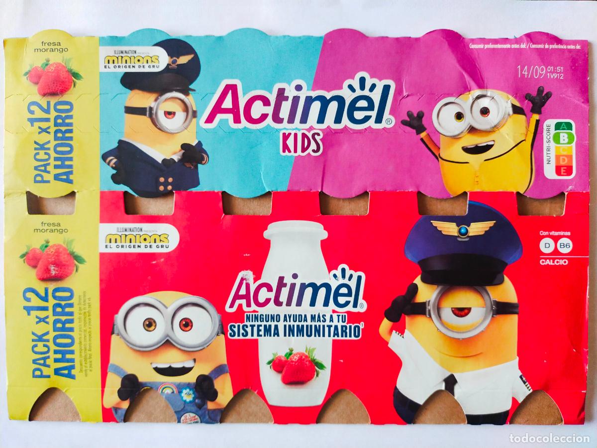 Collectionnisme Papier divers: MINIONS EL ORIGEN DE GRU FRESA - EMBALAJE CARTON ACTIMEL KIDS - DANONE