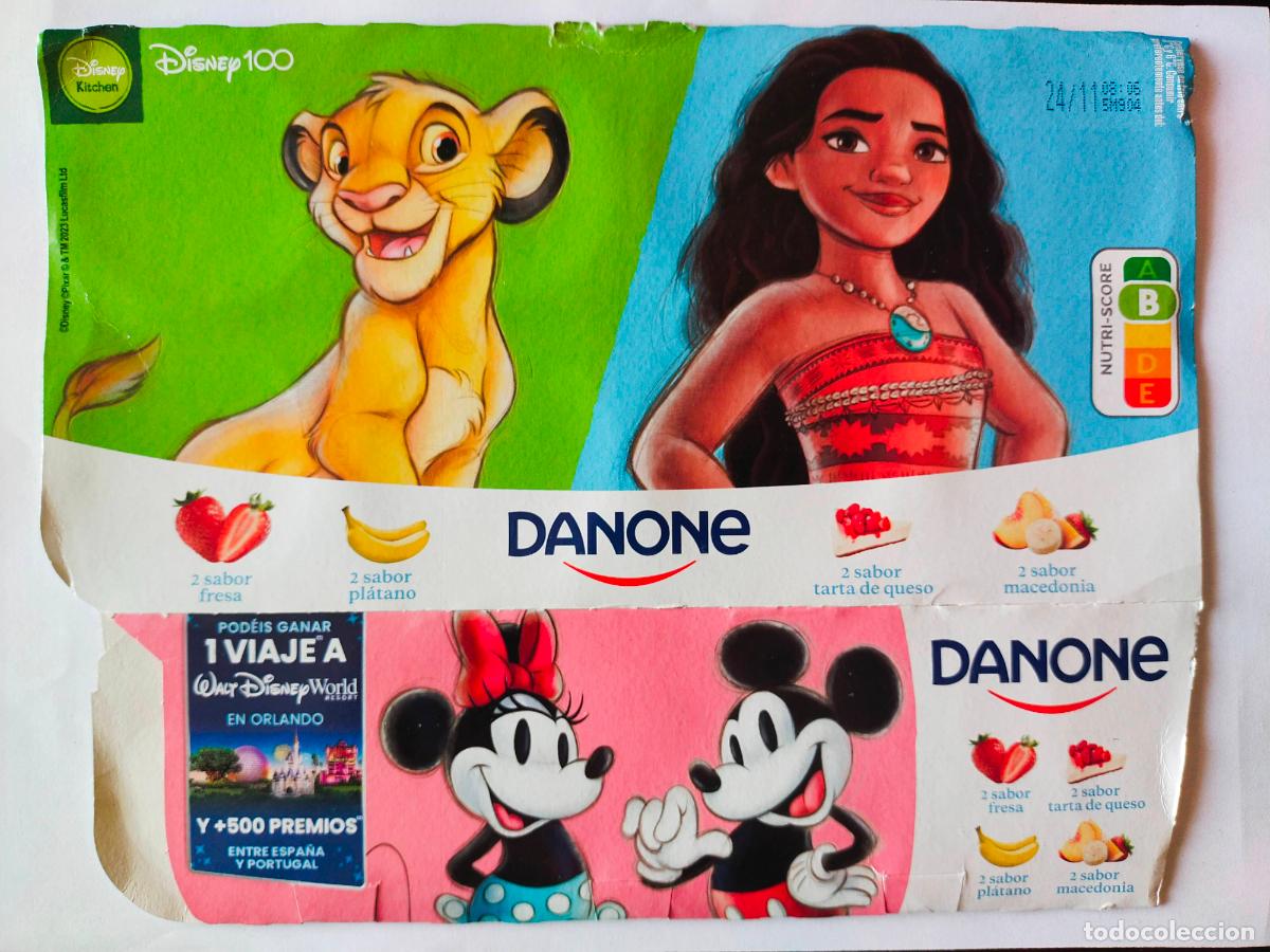 Otros Art&iacute;culos de Coleccionismo en Papel: DISNEY 100 ANIVERSARIO - SIMBA-VAIANA-MICKEY Y MINNIE MOUSE - EMBALAJE CARTON YOGUR/YOGOURT DANONE