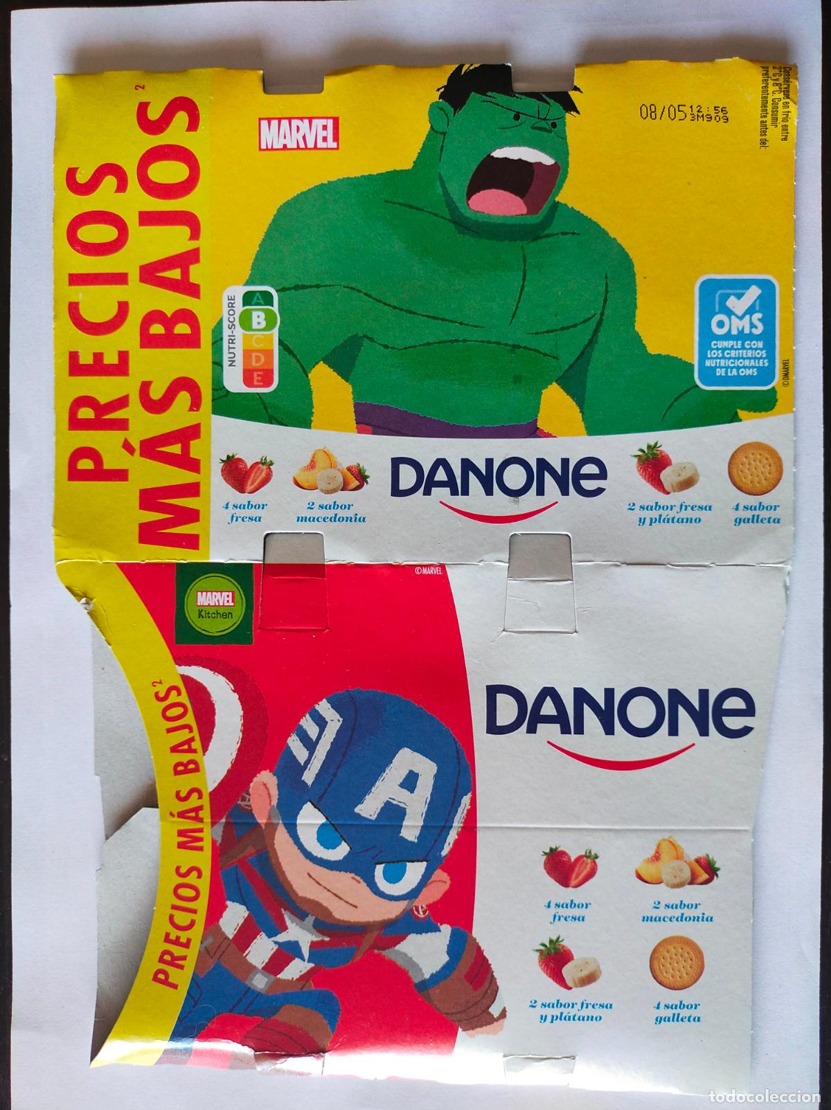 Altri oggetti di carta: MARVEL - HULK - CAPITAN AMERICA - IRON MAN - EMBALAJE CARTON YOGUR/YOGOURT DANONE SABORES