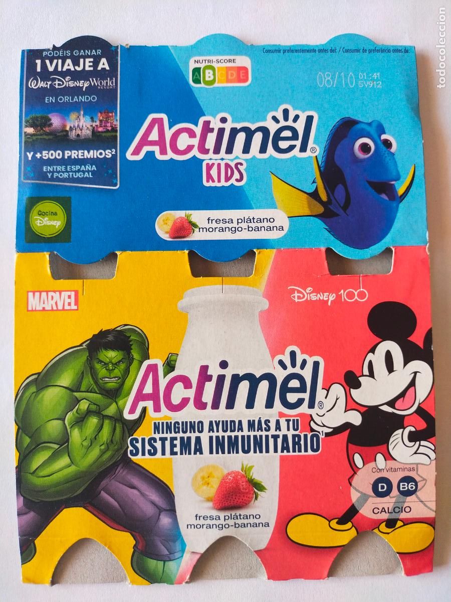 Outros artigos de papel: DISNEY 100 ANIVERSARIO - DORY - MARVEL-HULK - MICKEY MOUSE - EMBALAJE CARTON ACTIMEL KIDS DANONE
