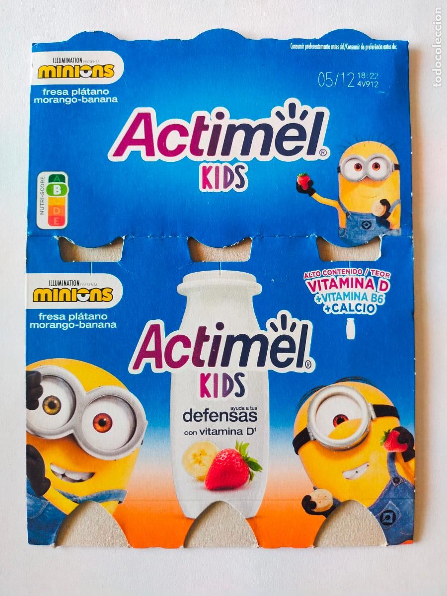 Outros artigos de papel: MINIONS FRESA-PLATANO - EMBALAJE CARTON ACTIMEL KIDS - DANONE