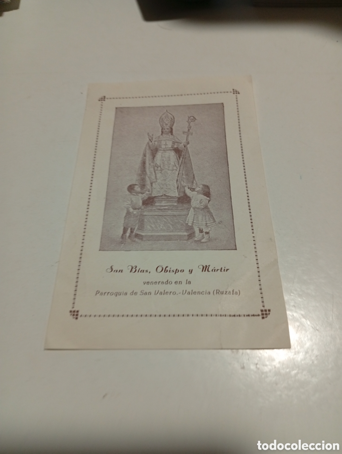 Otros Art&iacute;culos de Coleccionismo en Papel: Estampa religiosa San Blas obispo y m&aacute;rtir parroquia de San Valero, Valencia