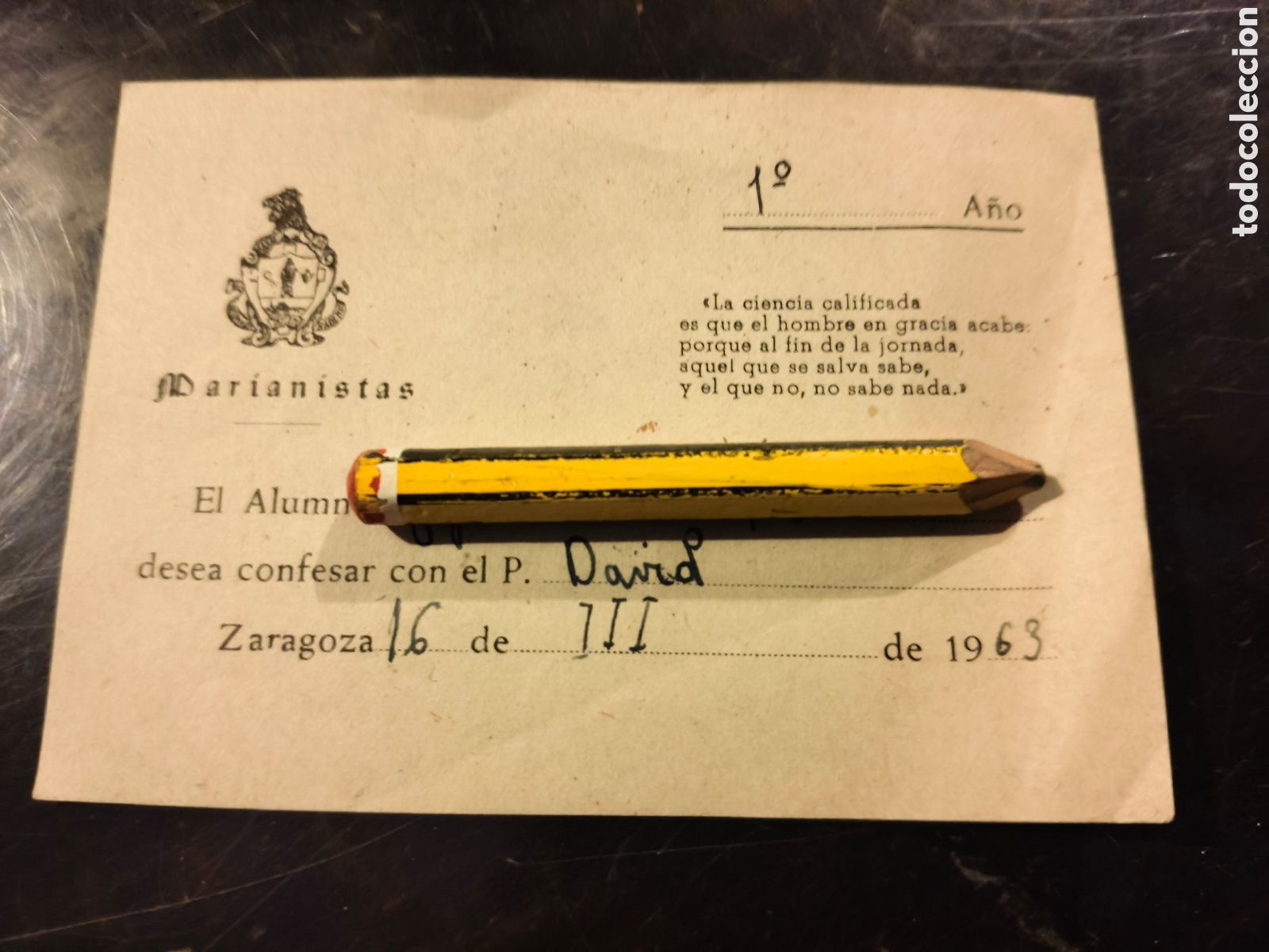 Otros Art&iacute;culos de Coleccionismo en Papel: Vale iglesia confesi&oacute;n corazonistas Zaragoza 1963